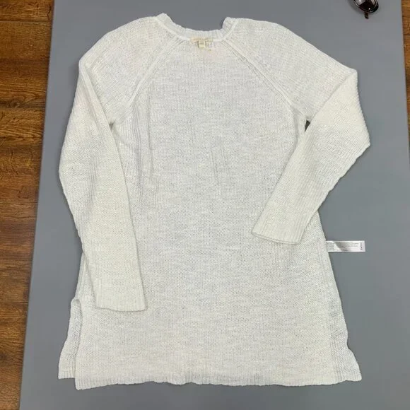 Eileen Fisher White Crew Neck Tunic Sweater Organic Linen Blend Long Sleeve Sz S - Picture 16 of 16